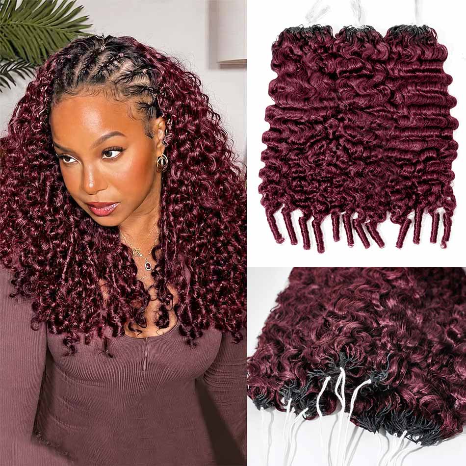 Feather Hair Extension - 99J Burgundy Feather Crochet Human Hair