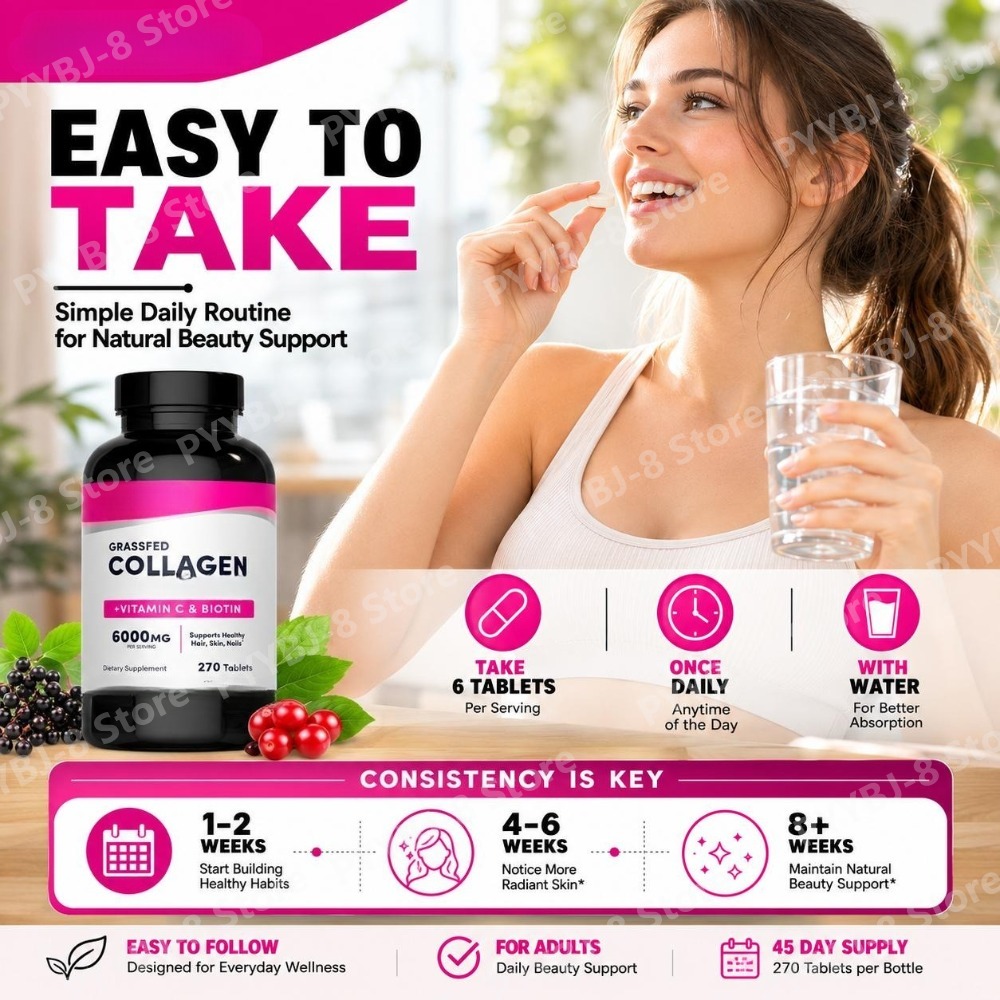 Collagen Tablets 6000mg with V - Hair Care Vitamin ulasan dan harga