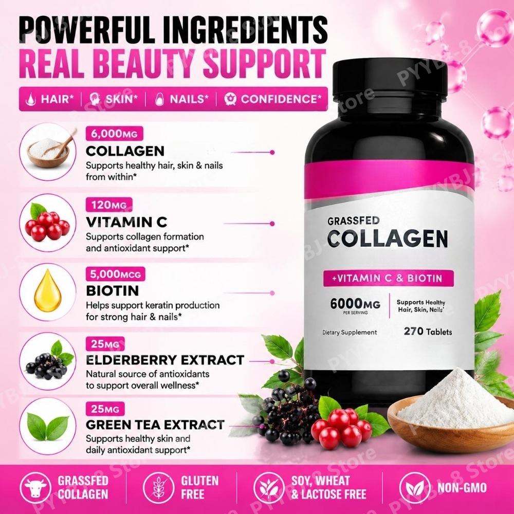 Collagen Tablets 6000mg with V - Hair Care Vitamin ulasan dan harga