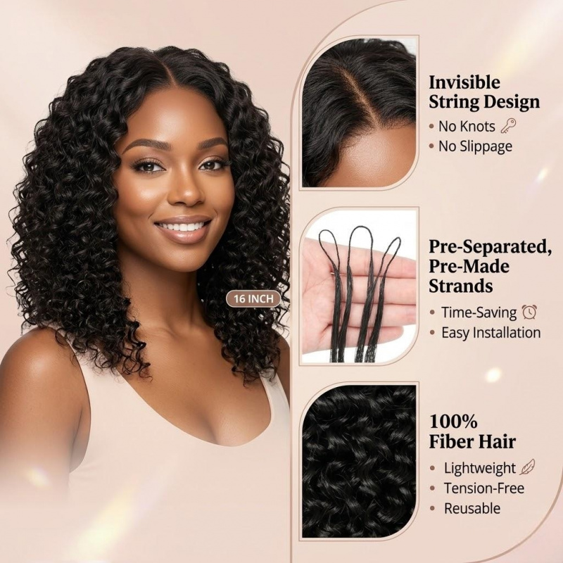 Water Wave Synthetic Feather C - Feather Hair Extension ulasan dan harga