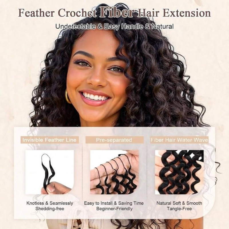 Water Wave Synthetic Feather C - Feather Hair Extension ulasan dan harga